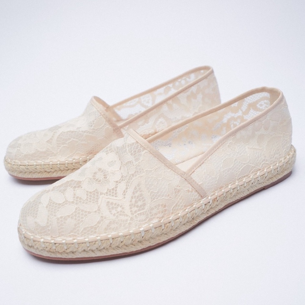 Zara Cream Lace Espadrilles